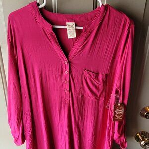NWT's Faded Glory Pink Pullover Top Misses Size Large 12-14